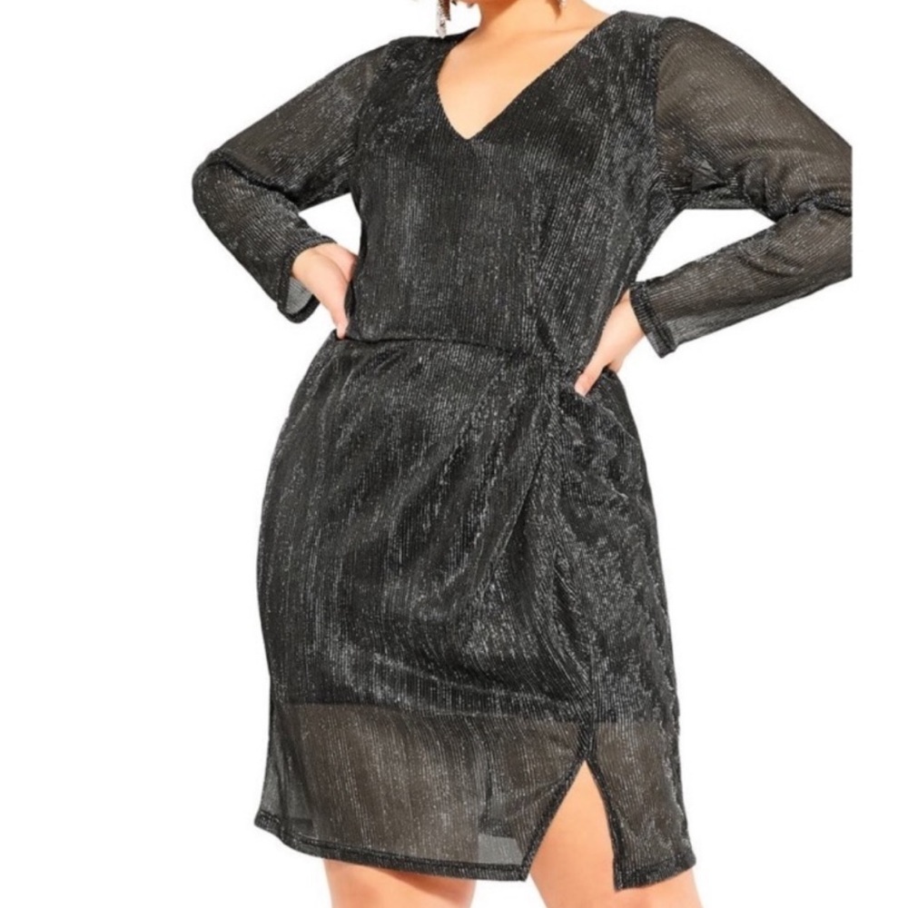 City Chic Gunmetal Sparkel Dress